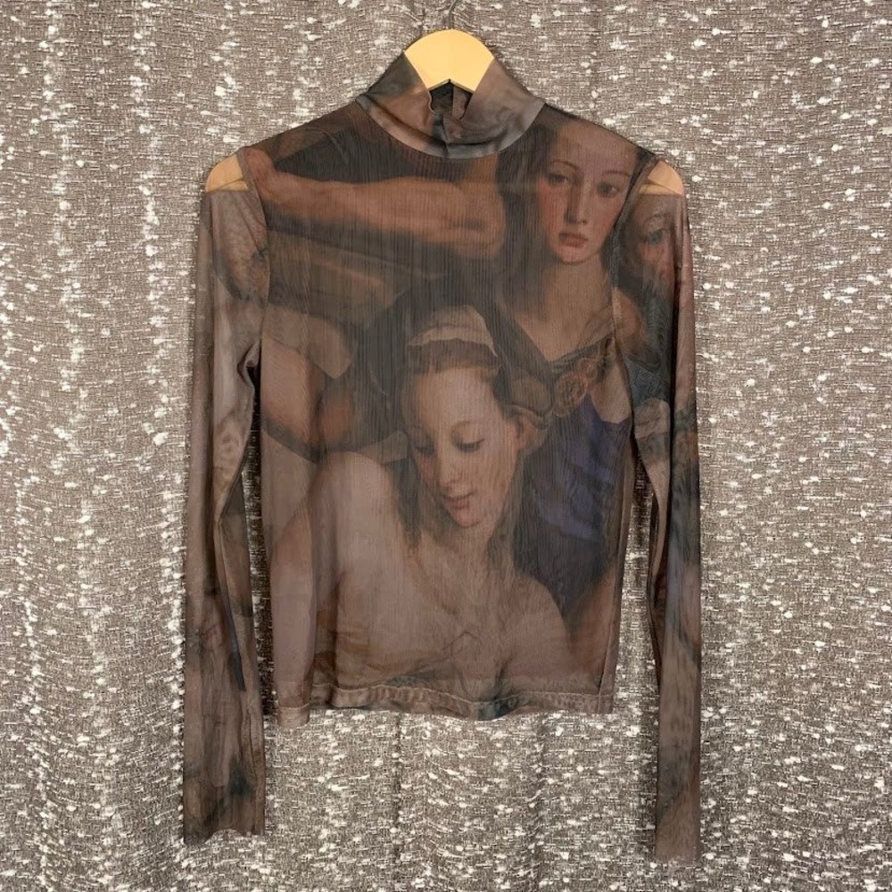 She's So Fresh Top Renaissance Art Mesh Mock Goth Fairy Punk Artsy Women's M